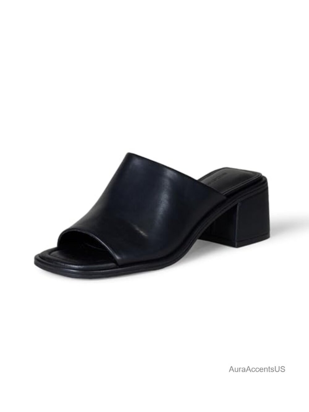 Women's Block Heel Mule Faux Calfskin Memory Foam Slip On Shoes